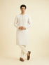 Manyavar Smoke Grey Grid Patterned Chikankari Kurta Set with Sequin Work