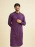 Manyavar Royal Purple Grid Patterned Chikankari Kurta Set with Sequin Work