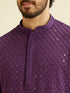 Manyavar Royal Purple Grid Patterned Chikankari Kurta Set with Sequin Work