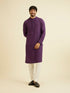 Manyavar Royal Purple Grid Patterned Chikankari Kurta Set with Sequin Work