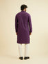 Manyavar Royal Purple Grid Patterned Chikankari Kurta Set with Sequin Work