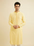Manyavar Sunglow Yellow Grid Patterned Chikankari Kurta Set with Sequin Work
