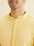 Manyavar Sunglow Yellow Grid Patterned Chikankari Kurta Set with Sequin Work