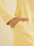 Manyavar Sunglow Yellow Grid Patterned Chikankari Kurta Set with Sequin Work