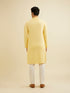 Manyavar Sunglow Yellow Grid Patterned Chikankari Kurta Set with Sequin Work
