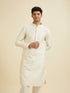 Manyavar Soft Cream Kurta Set with Buta Motifs