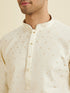 Manyavar Soft Cream Kurta Set with Buta Motifs