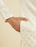 Manyavar Soft Cream Kurta Set with Buta Motifs