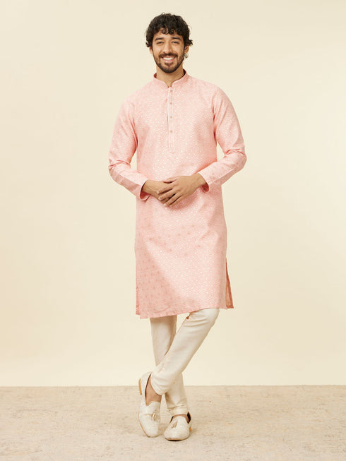 Manyavar Coral Pink Buta Patterned Kurta Set