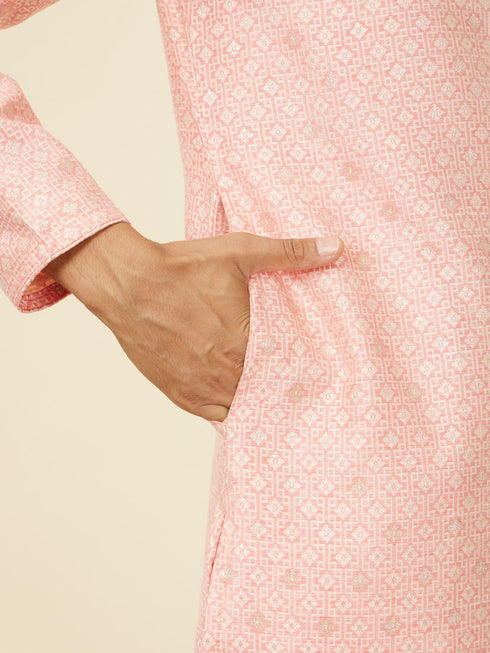 Manyavar Coral Pink Buta Patterned Kurta Set