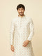 Manyavar Cream Paisley Printed Kurta Set