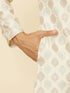 Manyavar Cream Paisley Printed Kurta Set