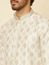 Manyavar Cream Paisley Printed Kurta Set