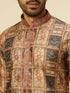 Manyavar Fawn Abstract Printed Kurta Set