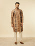 Manyavar Fawn Abstract Printed Kurta Set