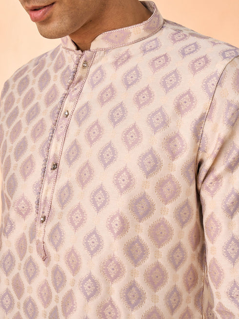 Manyavar Regal Cream Brocade Kurta Pajama