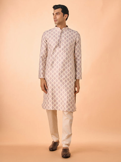 Manyavar Regal Cream Brocade Kurta Pajama