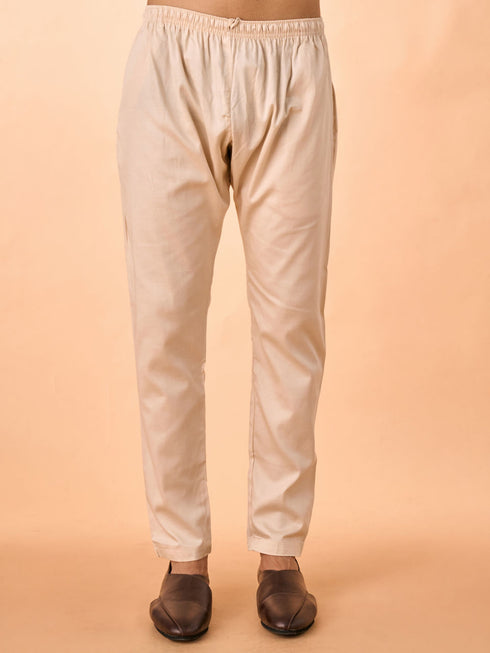 Manyavar Regal Cream Brocade Kurta Pajama