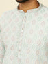 Manyavar Light Blue Medallion Patterned Kurta Set