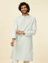 Manyavar Light Blue Medallion Patterned Kurta Set
