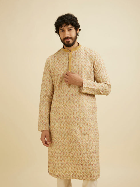 Manyavar Fawn Chikankari Kurta Set