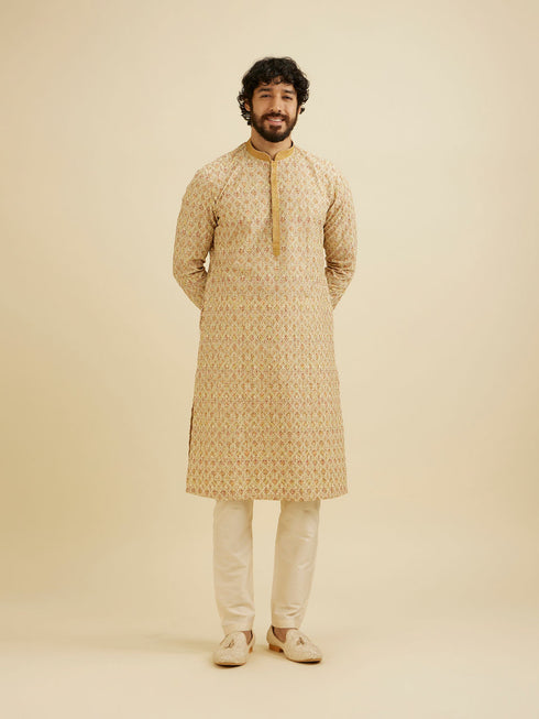 Manyavar Fawn Chikankari Kurta Set