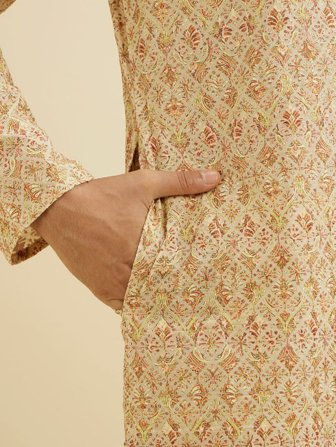 Manyavar Fawn Chikankari Kurta Set