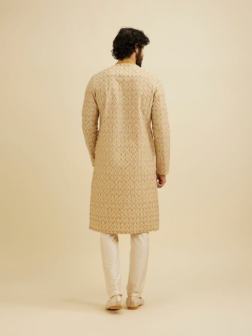 Manyavar Fawn Chikankari Kurta Set