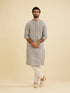 Manyavar Dolphin Grey Chikankari Kurta Set