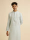 Manyavar Light Blue Dotted Print Self Patterned Kurta Set
