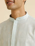 Manyavar Light Blue Dotted Print Self Patterned Kurta Set