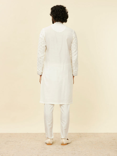 Manyavar Warm White Light Grey Kurta Set