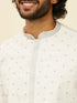 Manyavar Warm White Light Grey Kurta Set