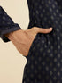 Manyavar Indigo Blue Kurta Set with Buta Motifs