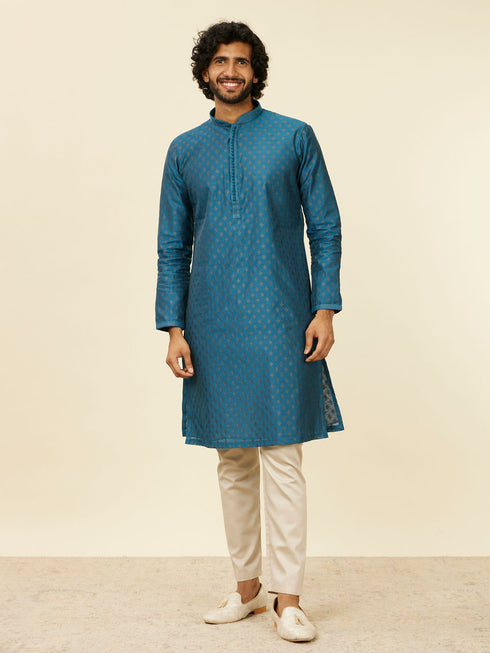 Manyavar Teal Blue Kurta Set with Buta Motifs