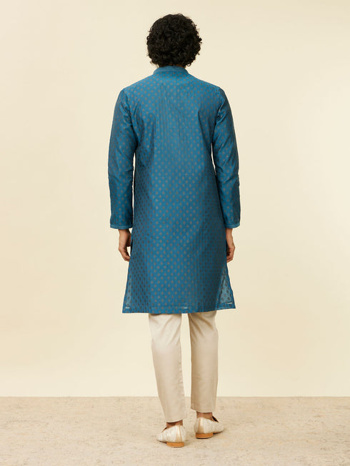 Manyavar Teal Blue Kurta Set with Buta Motifs