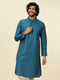 Manyavar Teal Blue Kurta Set with Buta Motifs