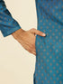 Manyavar Teal Blue Kurta Set with Buta Motifs