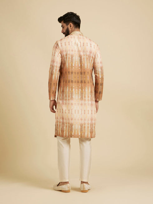 Manyavar Mustard Yellow Tie And Dye Printed Kurta Set
