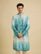 Manyavar Aqua Green Tie And Dye Printed Kurta Set