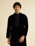 Manyavar Dark Blue Kurta Set with Embroidered Neckline