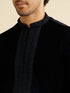 Manyavar Dark Blue Kurta Set with Embroidered Neckline
