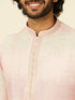 Manyavar Coral Pink Ikat Printed Kurta Set