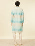 Manyavar Aqua Green Ikat Printed Kurta Set