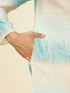Manyavar Aqua Green Ikat Printed Kurta Set