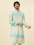 Manyavar Aqua Green Ikat Printed Kurta Set