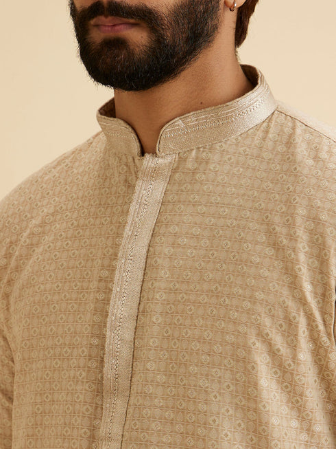 Manyavar Enthralling Beige Kurta Pajama