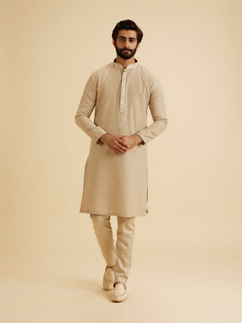 Manyavar Enthralling Beige Kurta Pajama