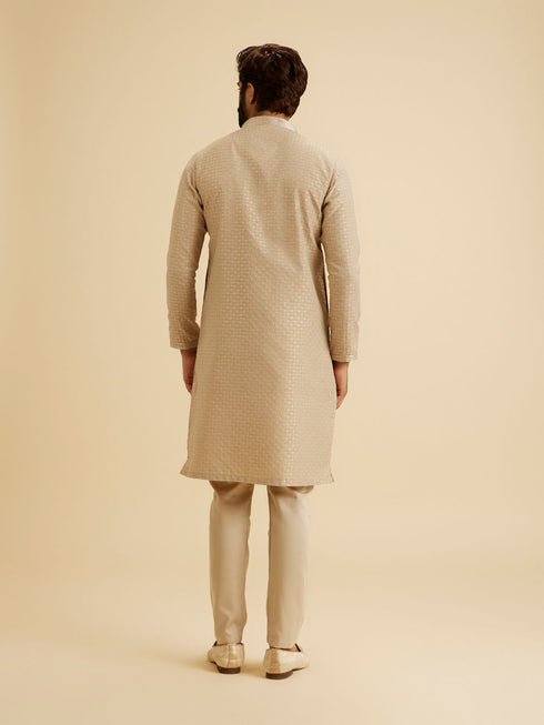 Manyavar Enthralling Beige Kurta Pajama