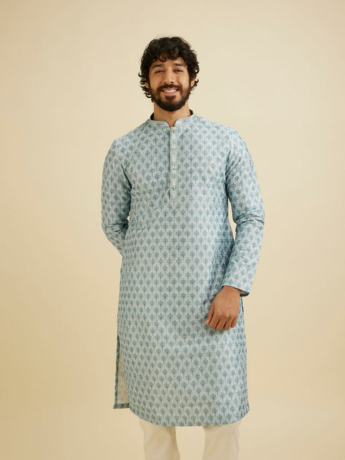 Manyavar Green Printed Kurta Pajama Set